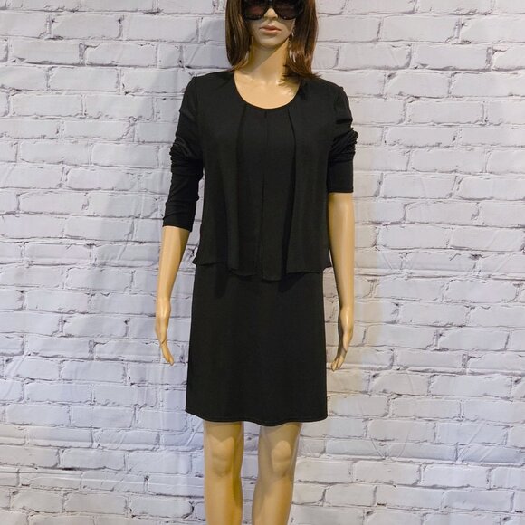 BCBGeneration - Black long sleeve dress with front pleats - Picture 2 of 8
